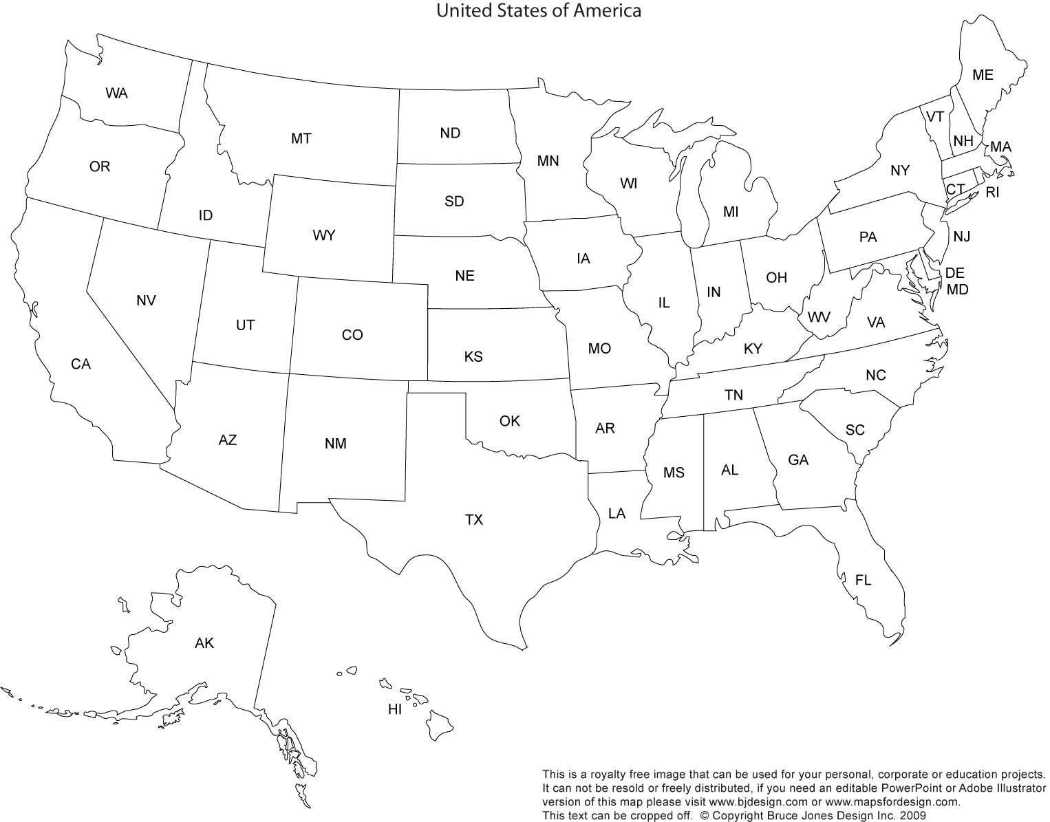 Printable Blank Map Of America