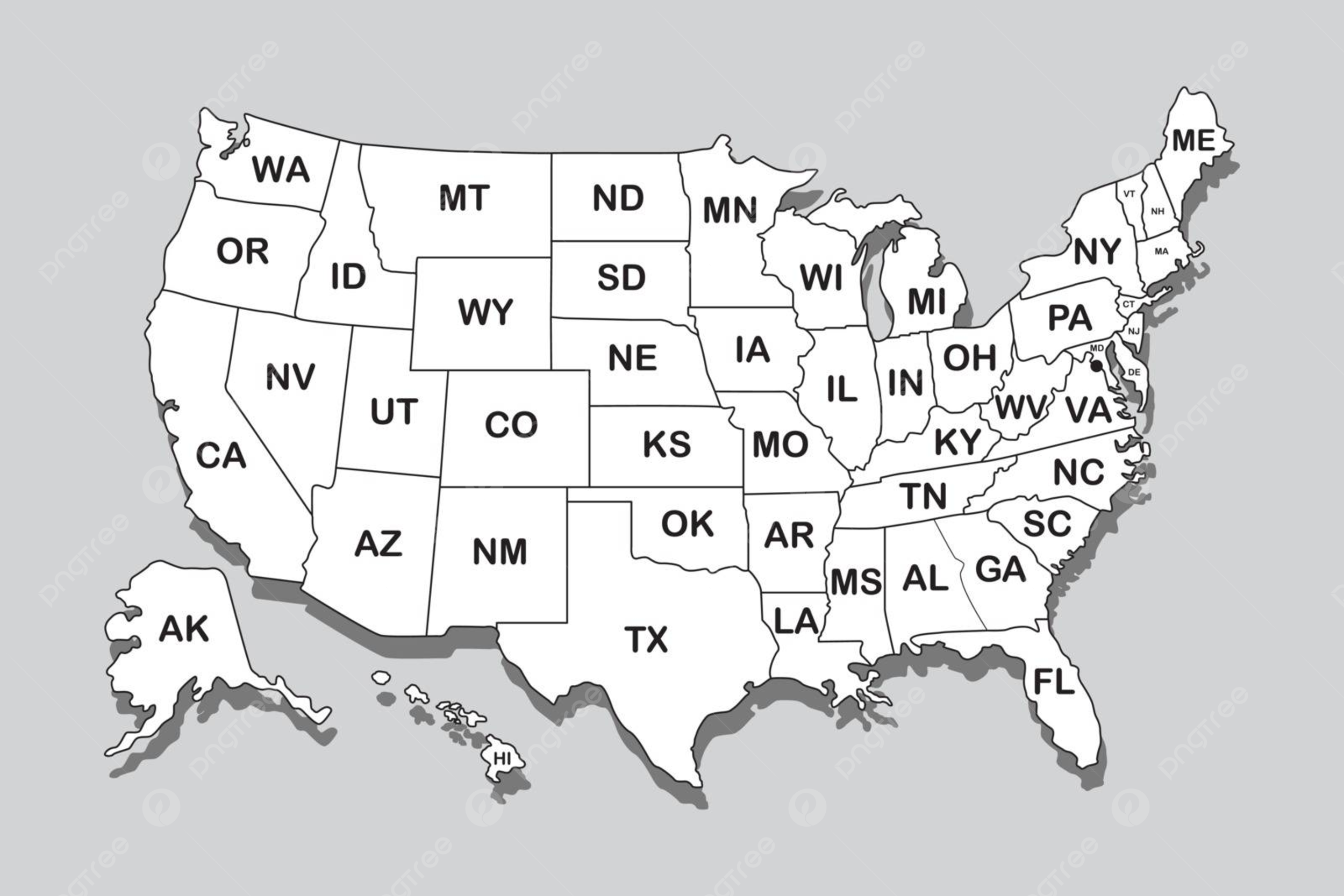Us Map With State Names Printable