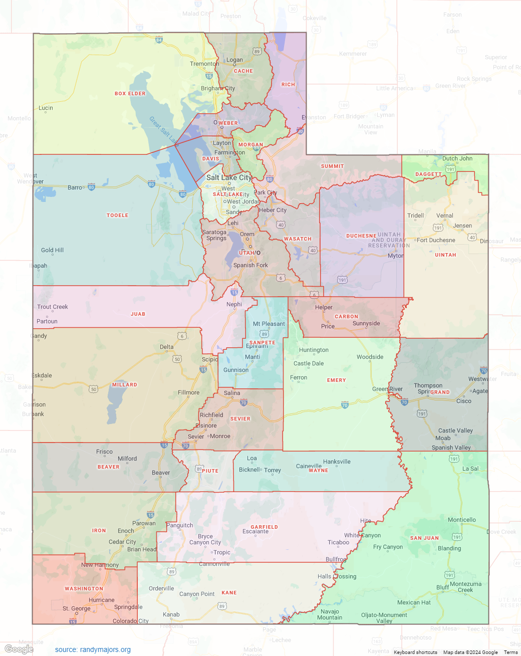 Printable Map Utah