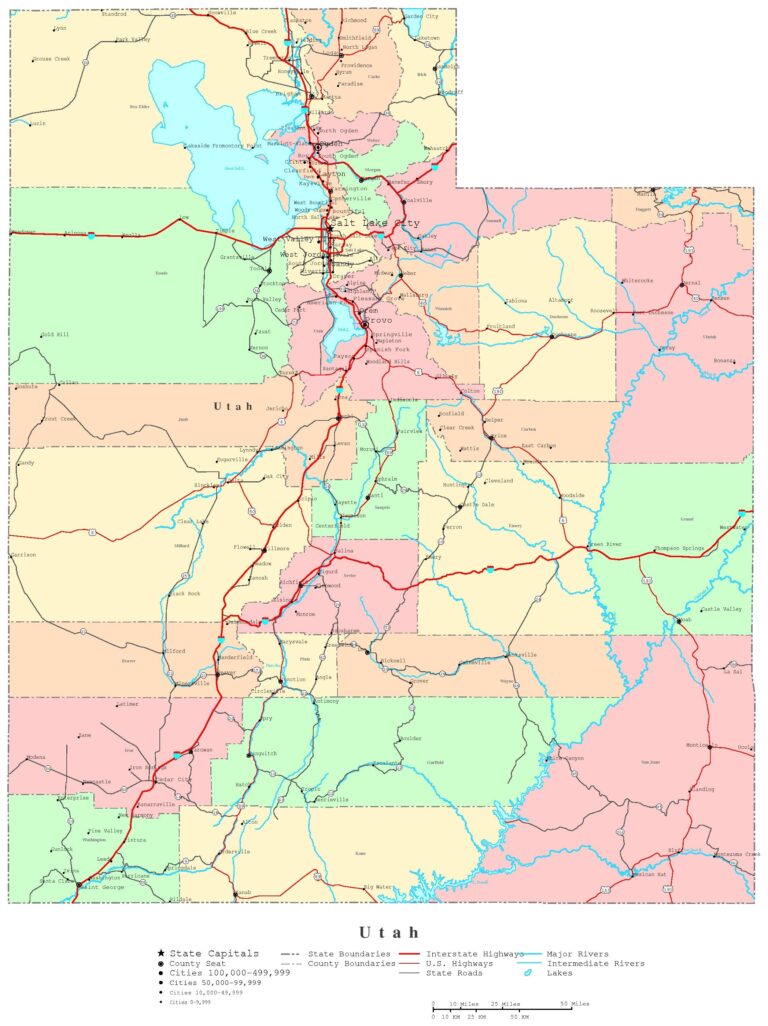 Utah Printable Map