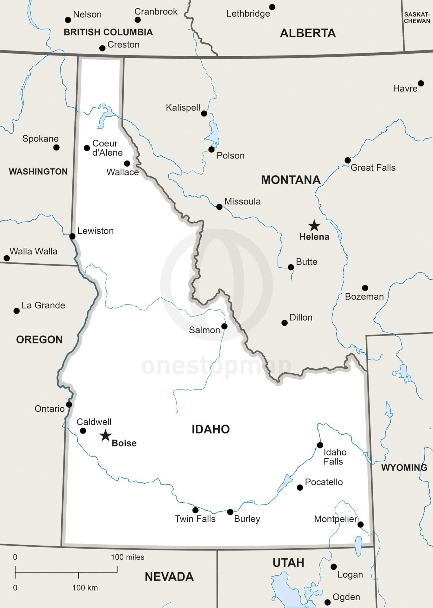 Vector Map Of Idaho Political One Stop Map