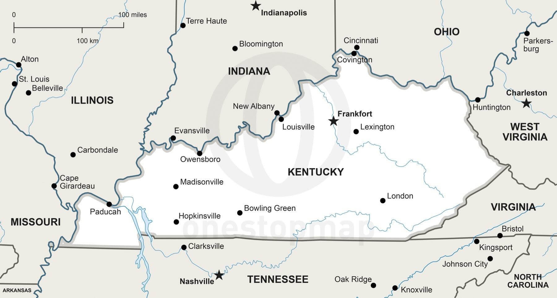Printable Map Of Kentucky Cities