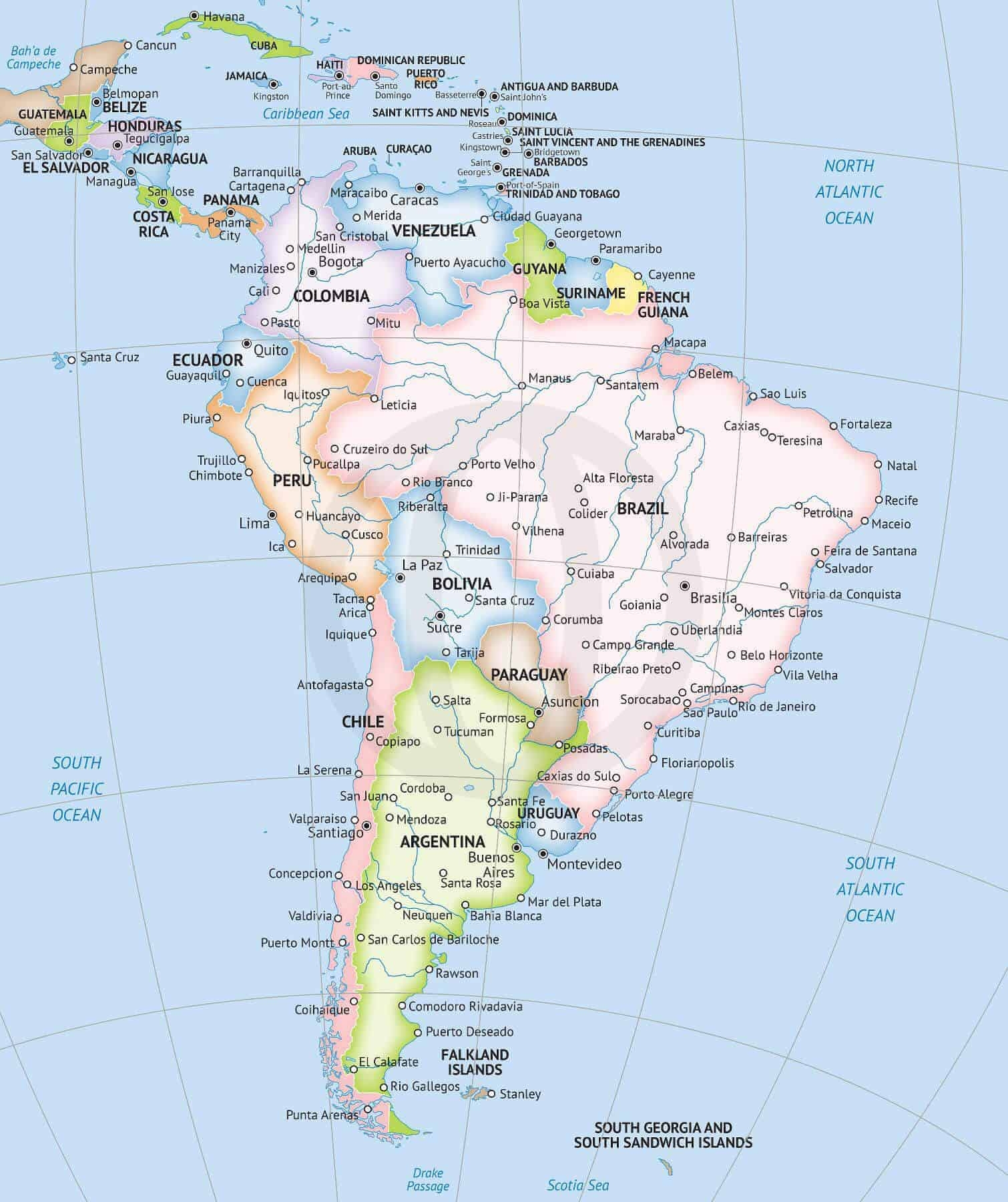 Printable Map South America
