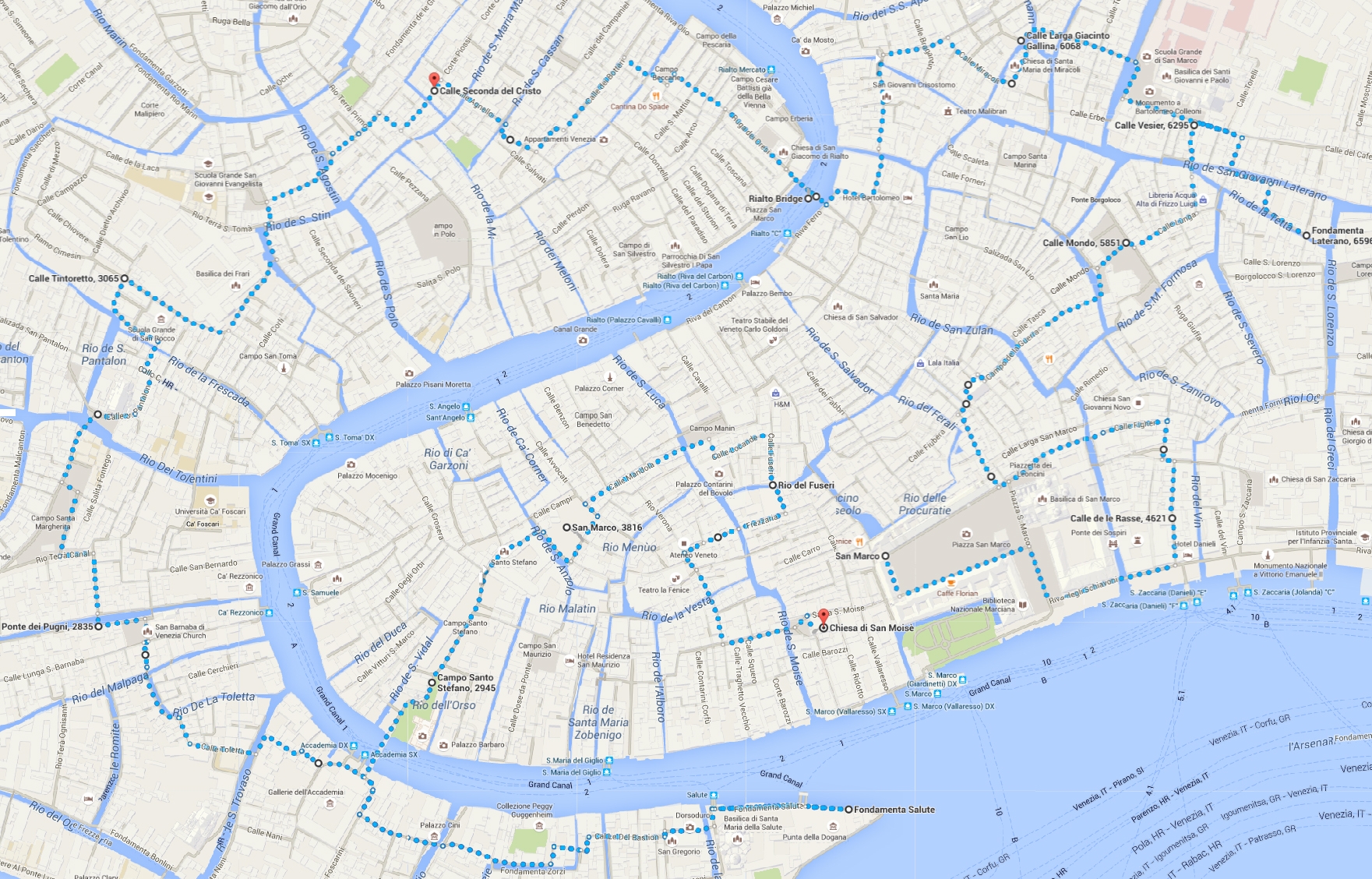 Venice Venezia In One Day Walking Map World Wanderista