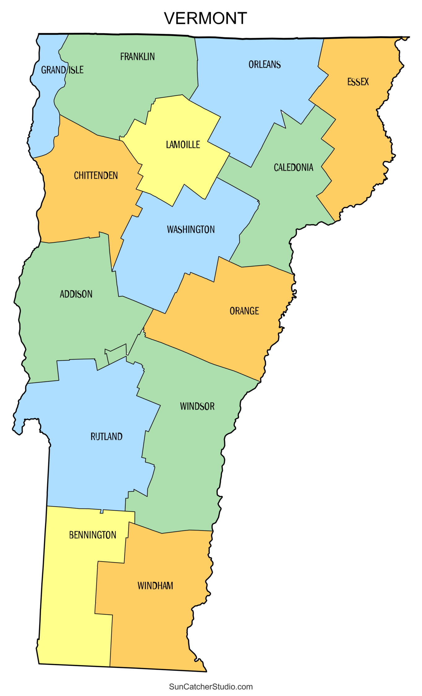 Vermont County Map Printable State Map With County Lines Free 