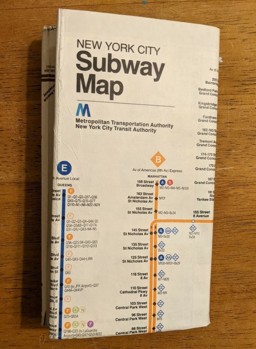 Vintage 1979 NYC New York City Subway Map Pocket MTA NY Transit Authority 75 Yrs EBay