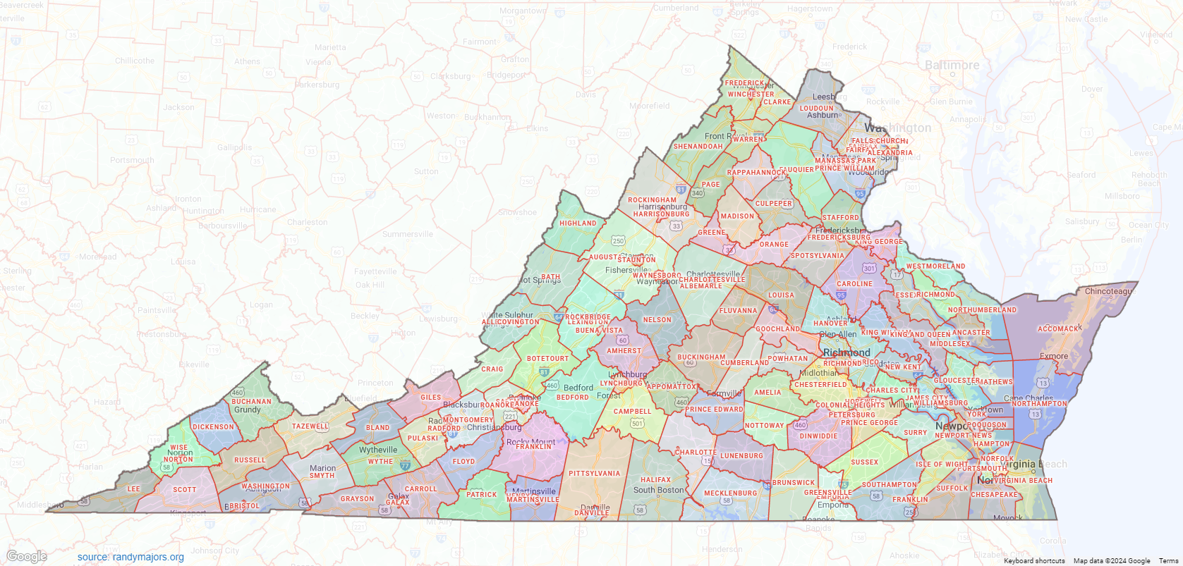 Virginia County Map Printable