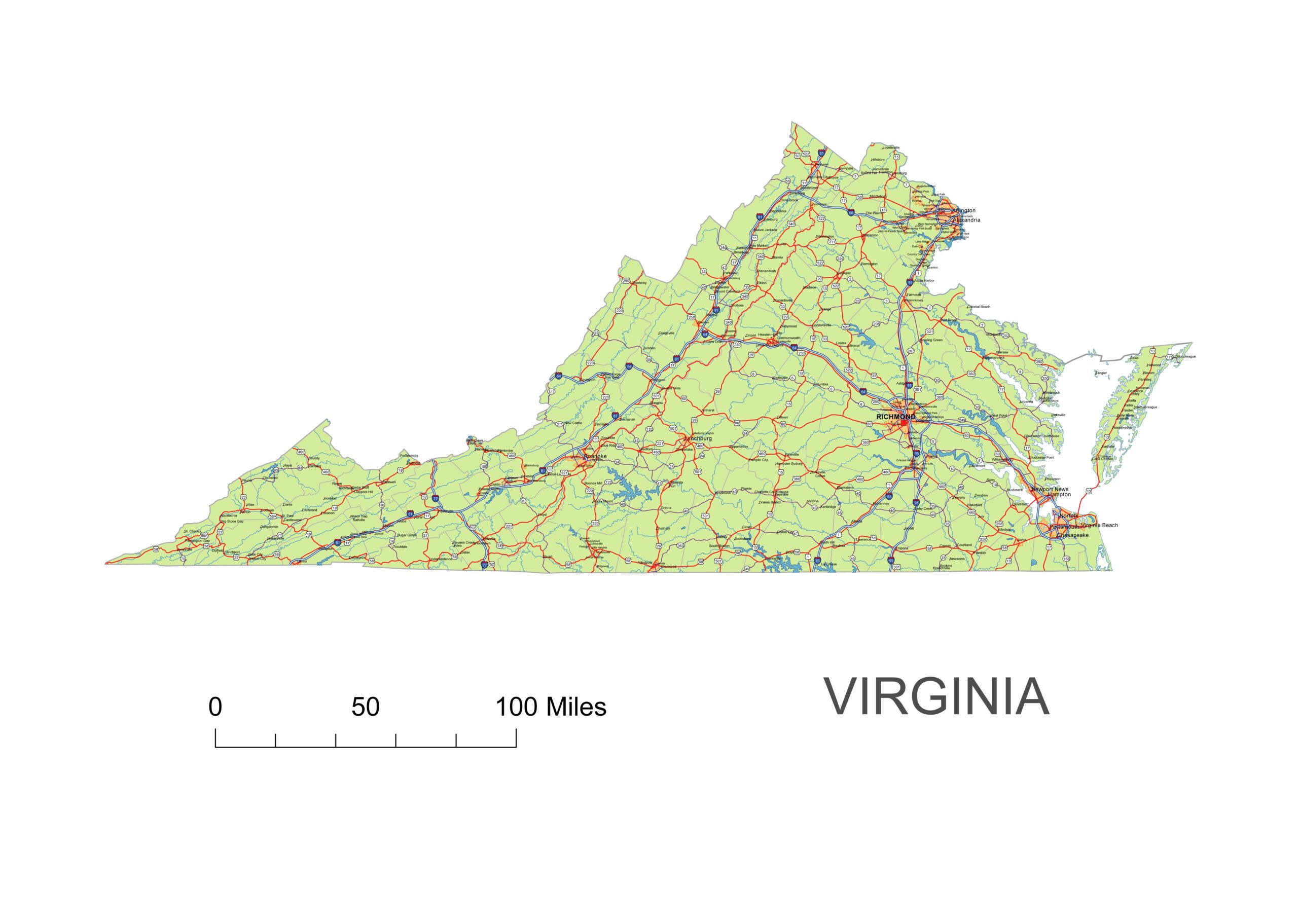 Printable Virginia State Map