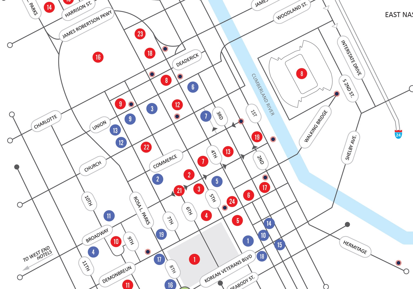 Walking Map Nashvillemusiccitycenter