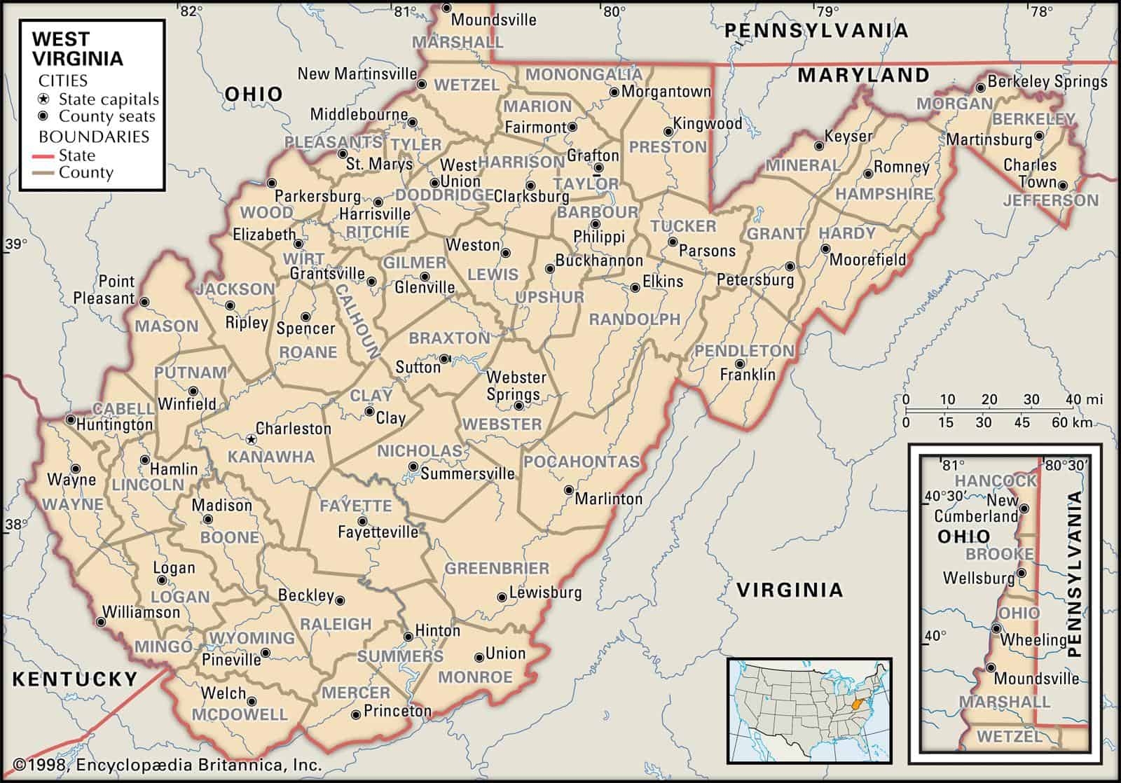 West Virginia County Maps Interactive History U0026 Complete List