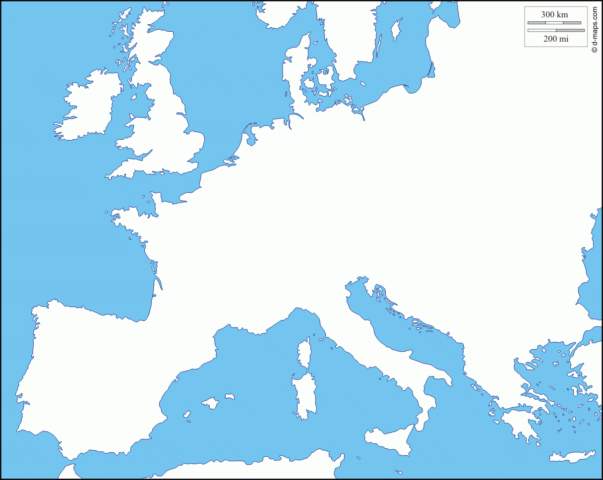 Western Europe Free Map Free Blank Map Free Outline Map Free Worksheets Library