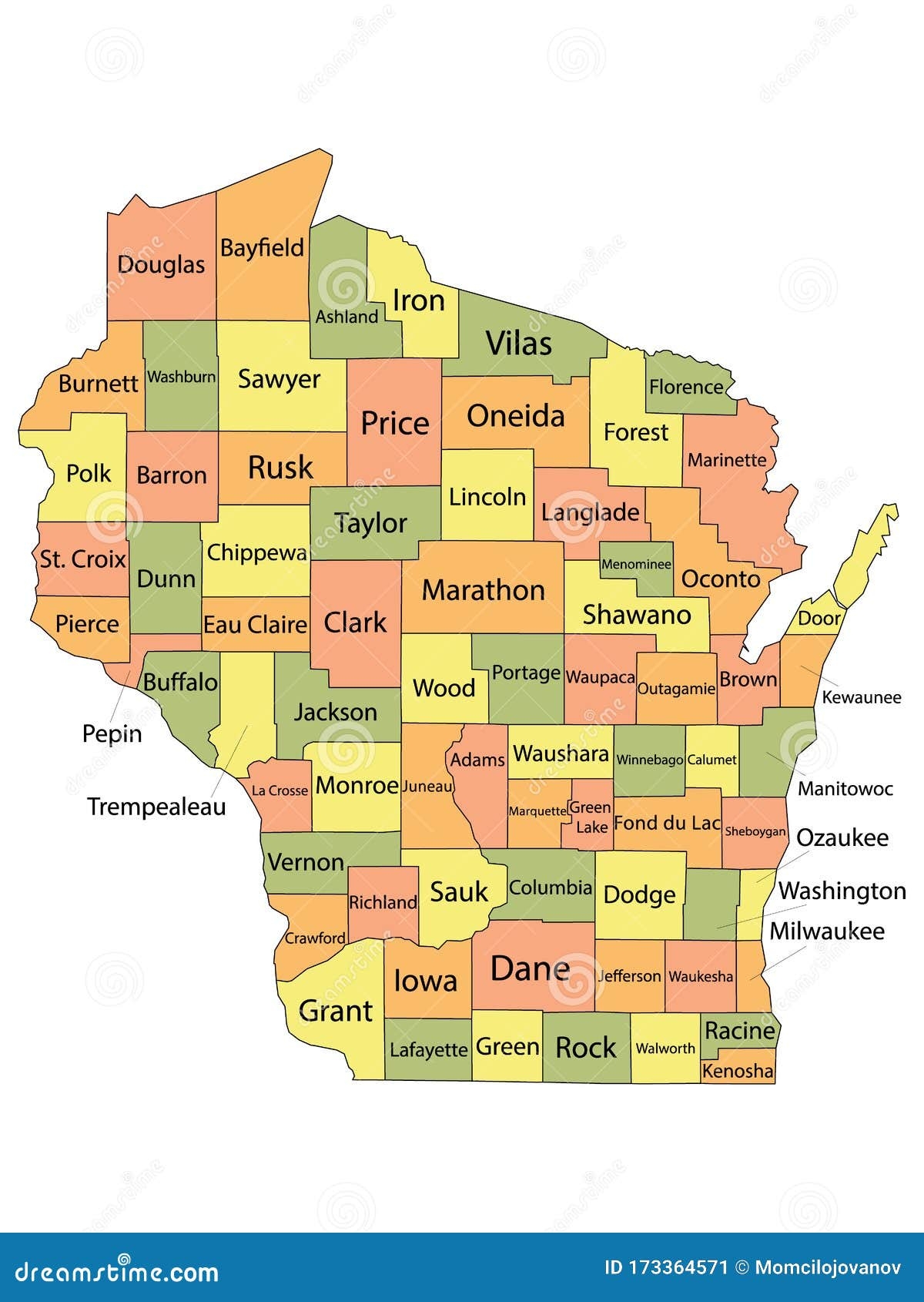 Wisconsin County Map Stock Illustrations 1 628 Wisconsin County 