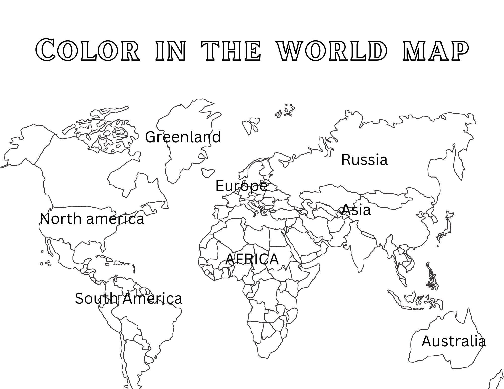 World Map Coloring Page Etsy