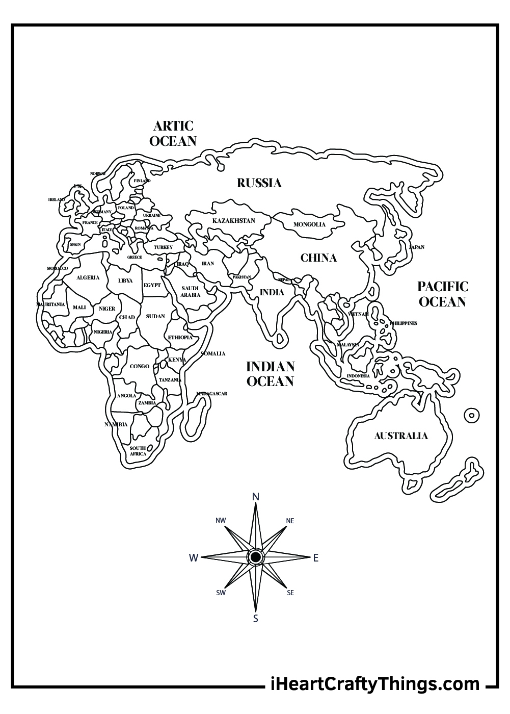 World Map Coloring Pages 100 Free Printables Worksheets Library