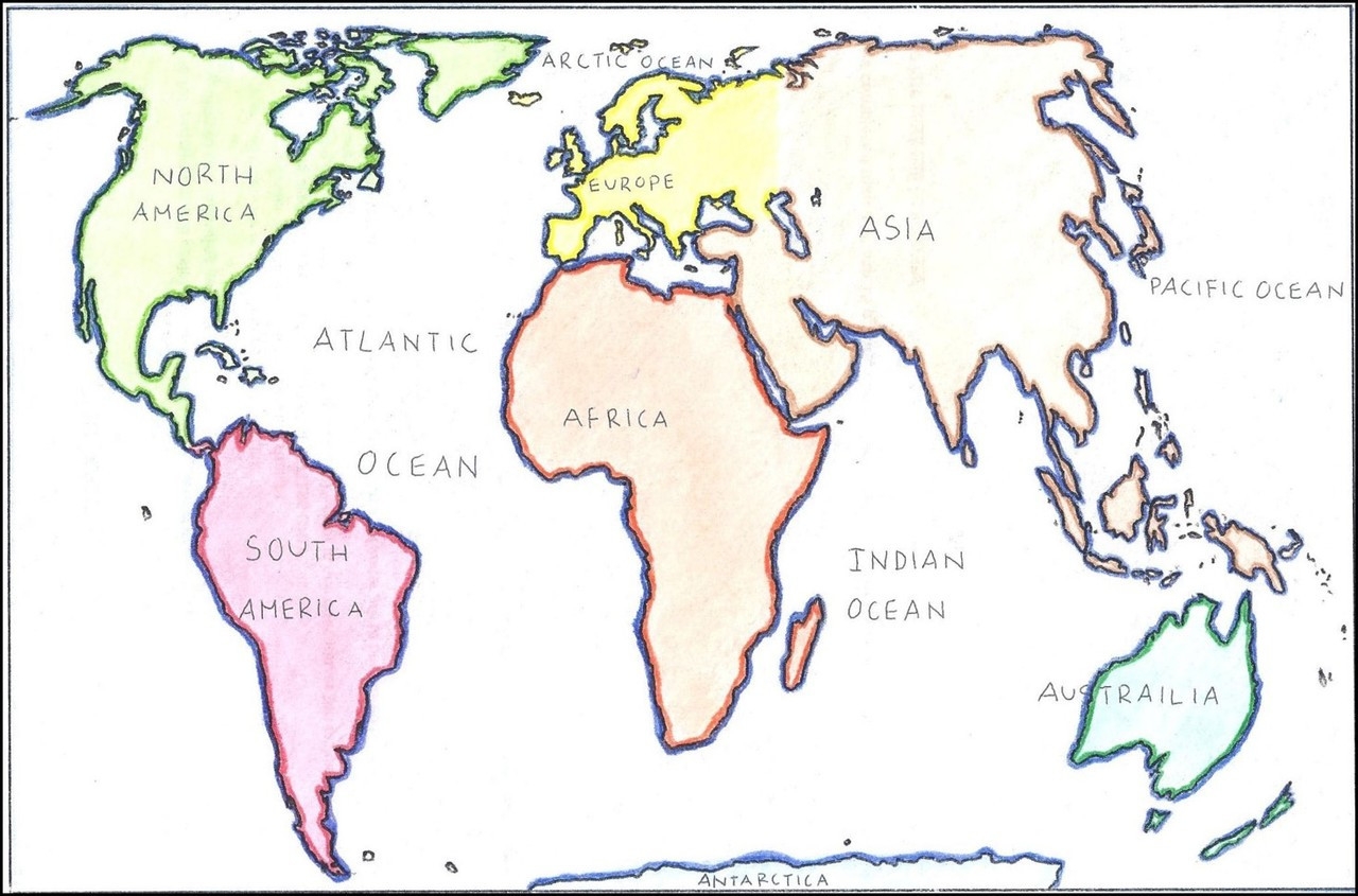 Blank Continents And Oceans Map Printable