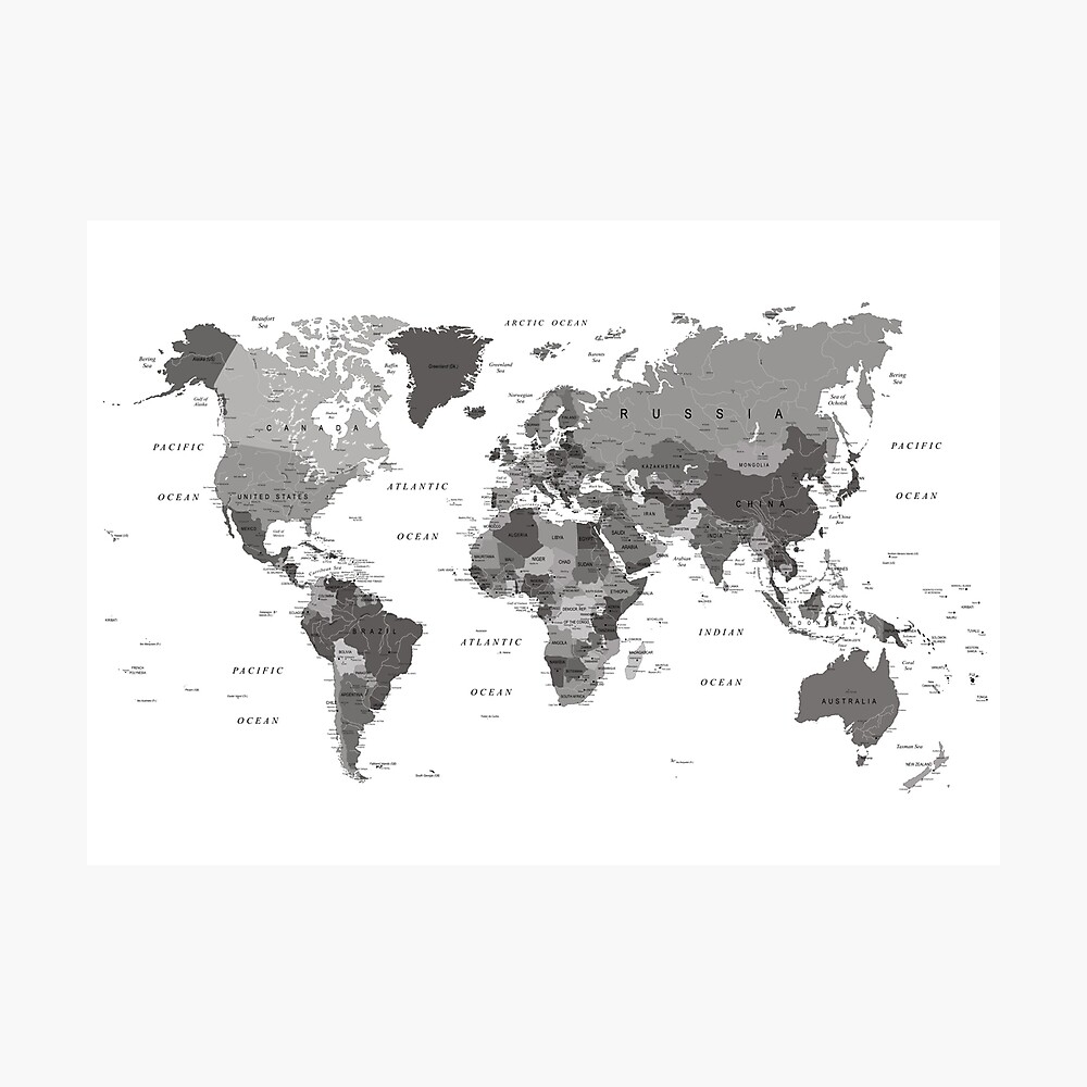 Black And White World Map Printable
