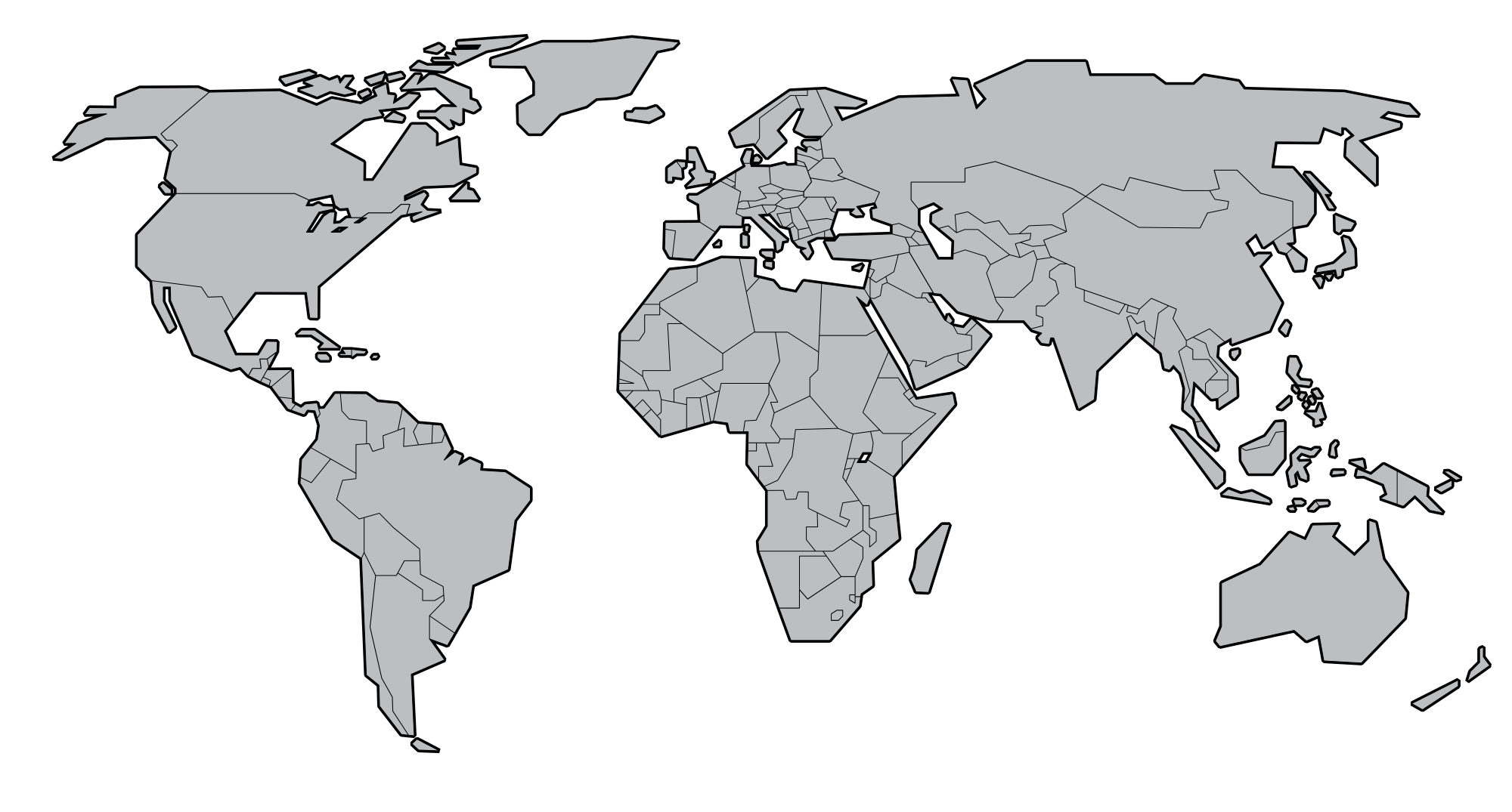World Map PNG Transparent Image Download Size 2000x1075px