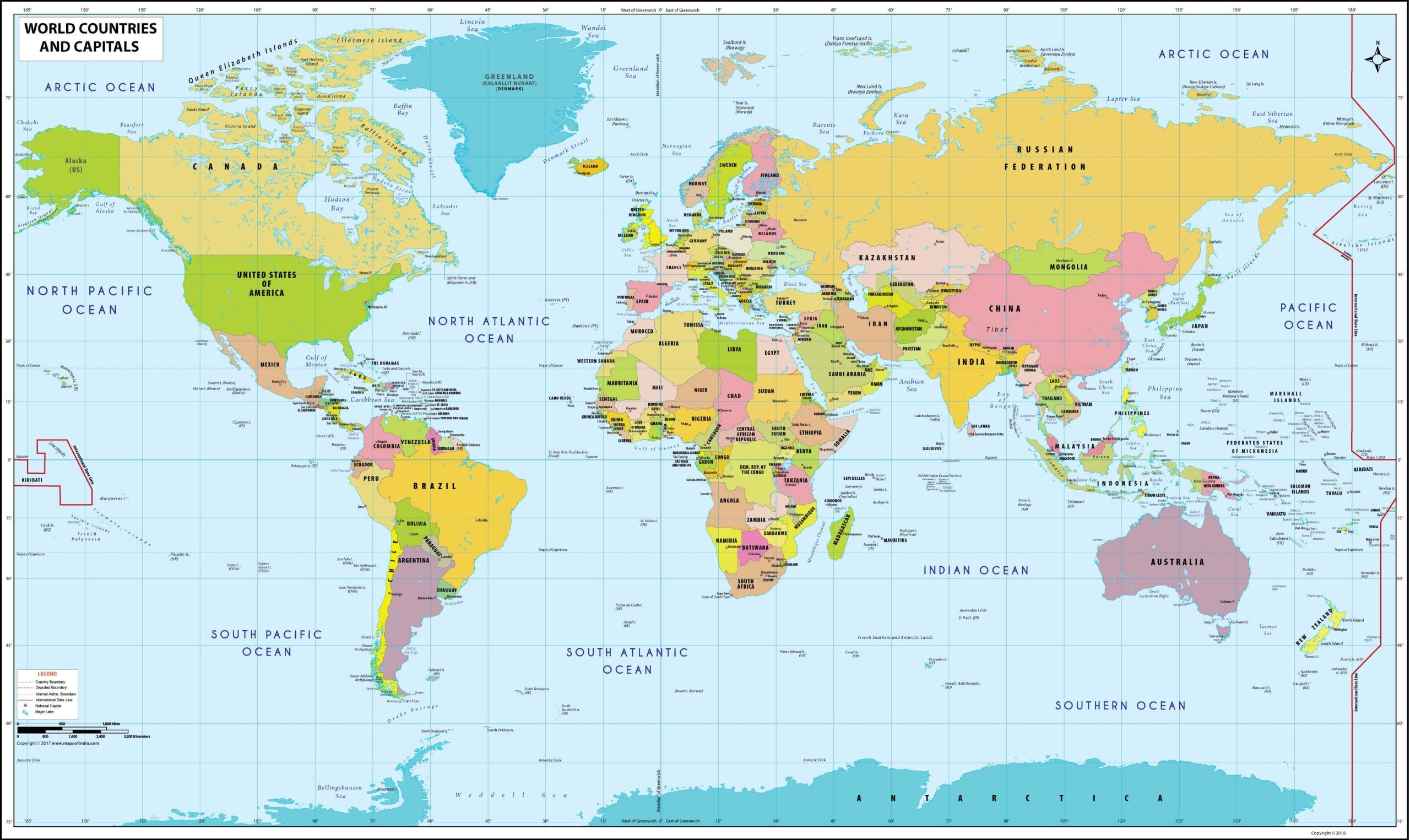 High Resolution Printable World Map