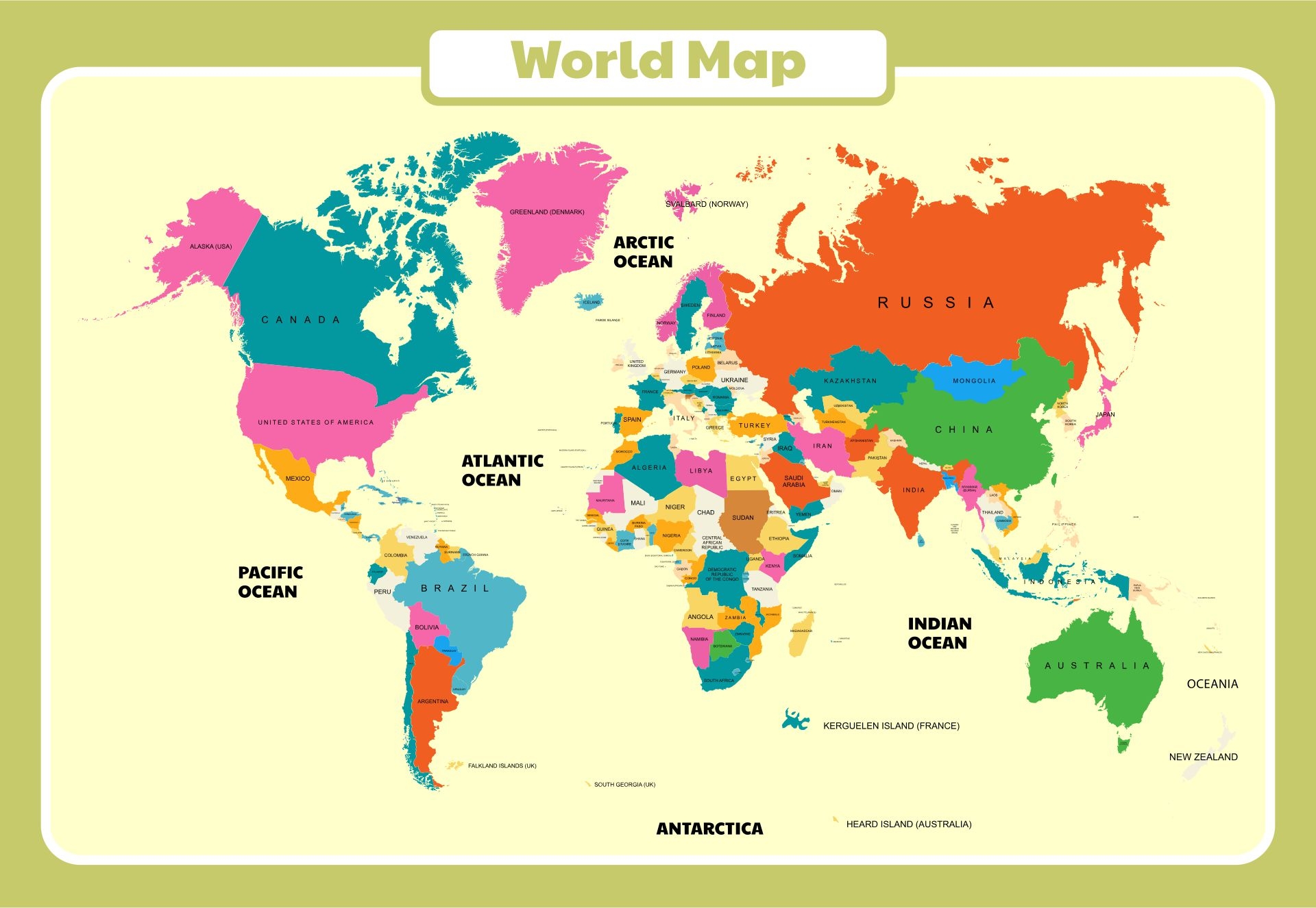 World Map With Countries Labeled Teach Starter Worksheets Library