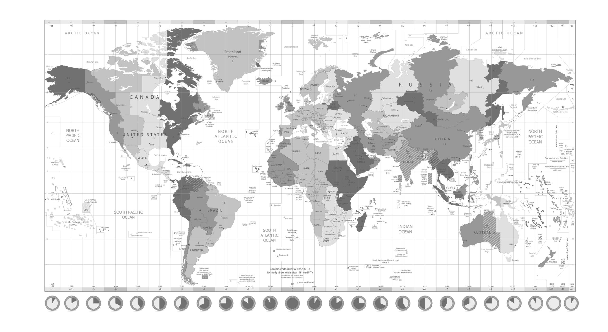 Printable World Time Zone Map