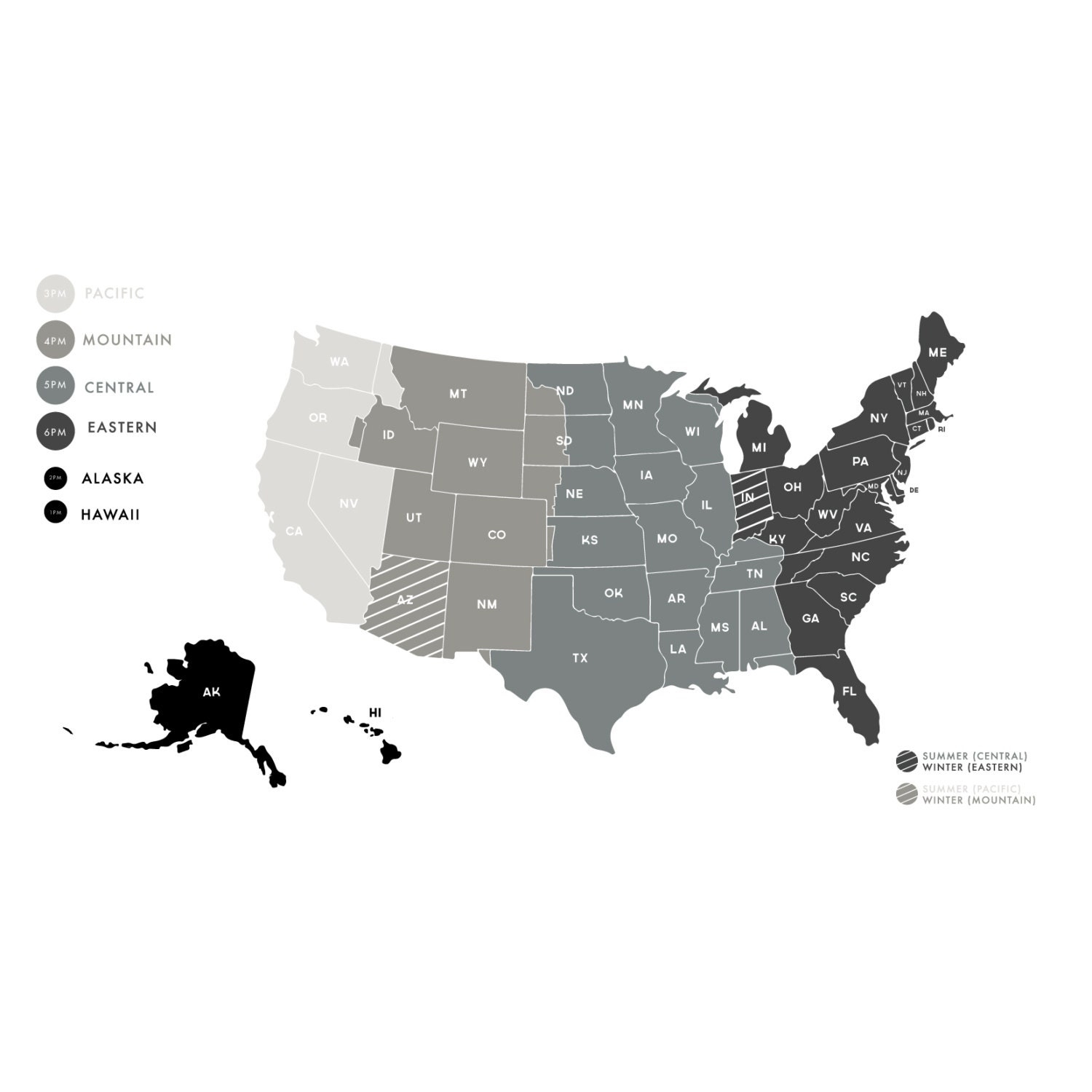 Time Zone Map Usa Printable