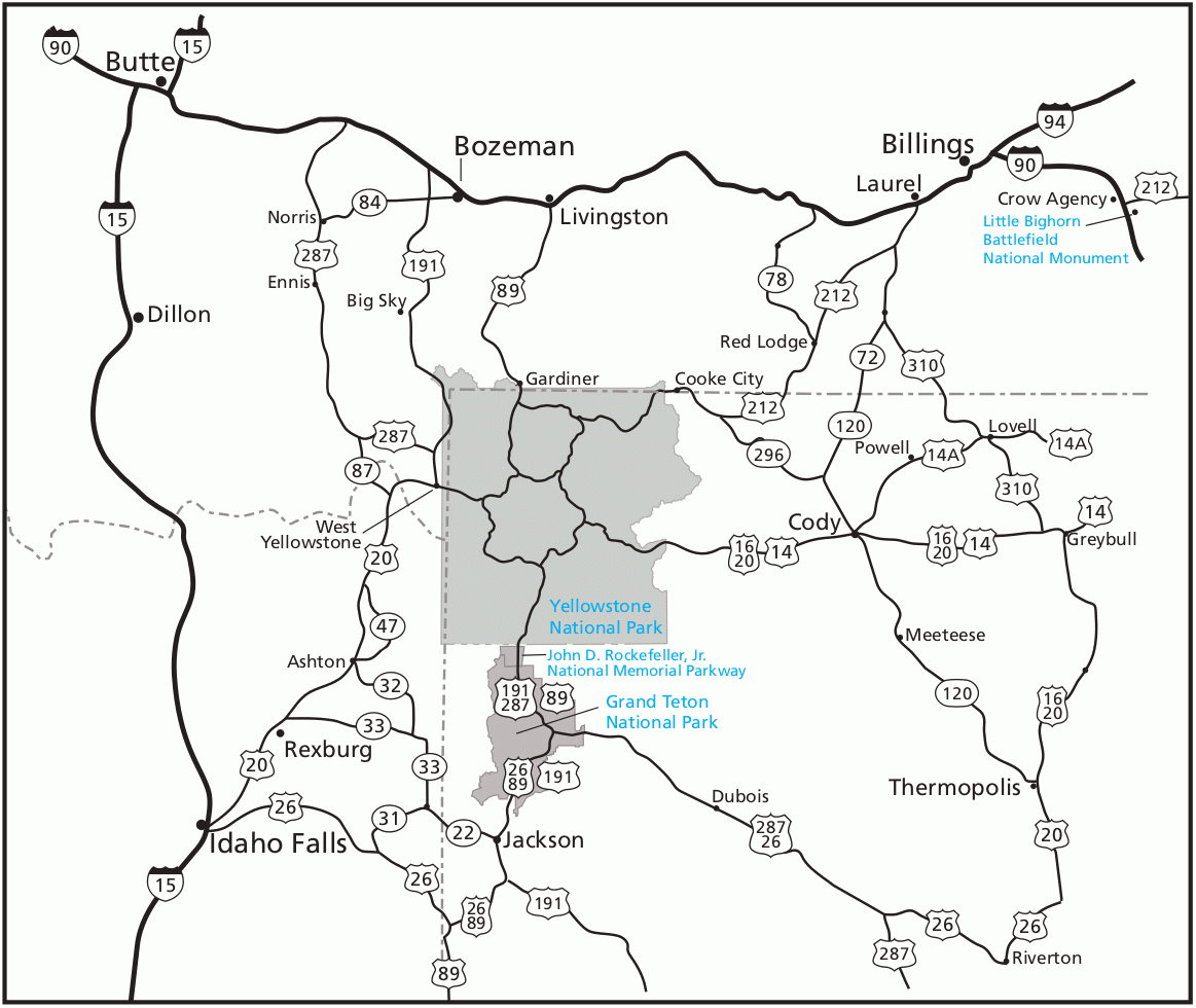 Yellowstone Printable Map