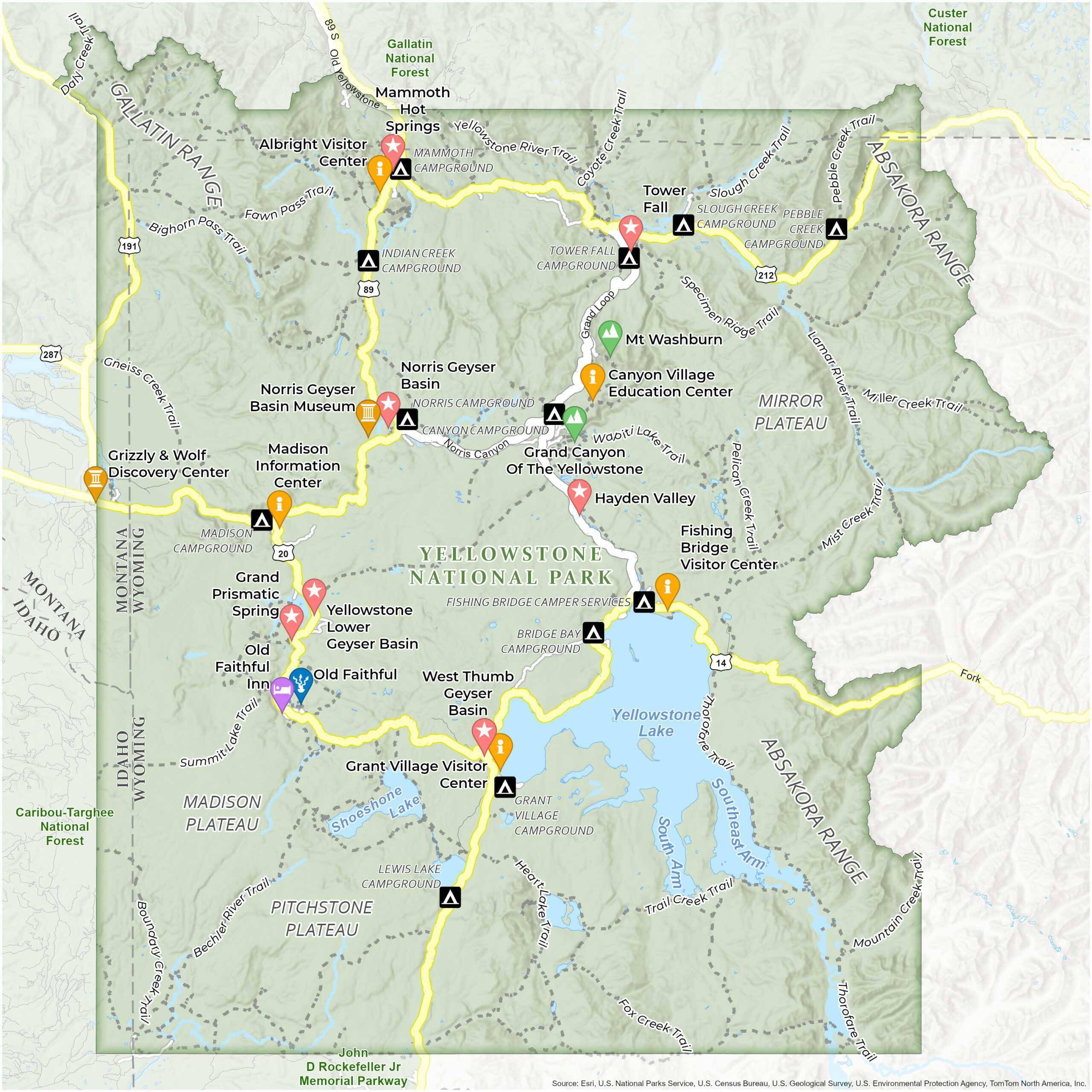 Printable Maps Of Yellowstone National Park